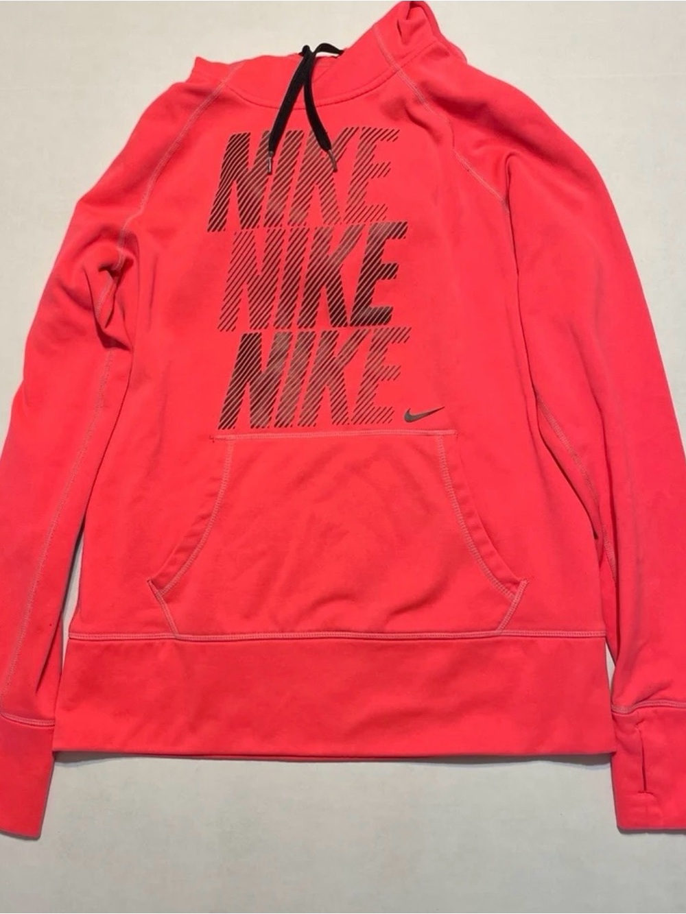 Nike Women Orange Thermafit Hoodie with Pocket Size M